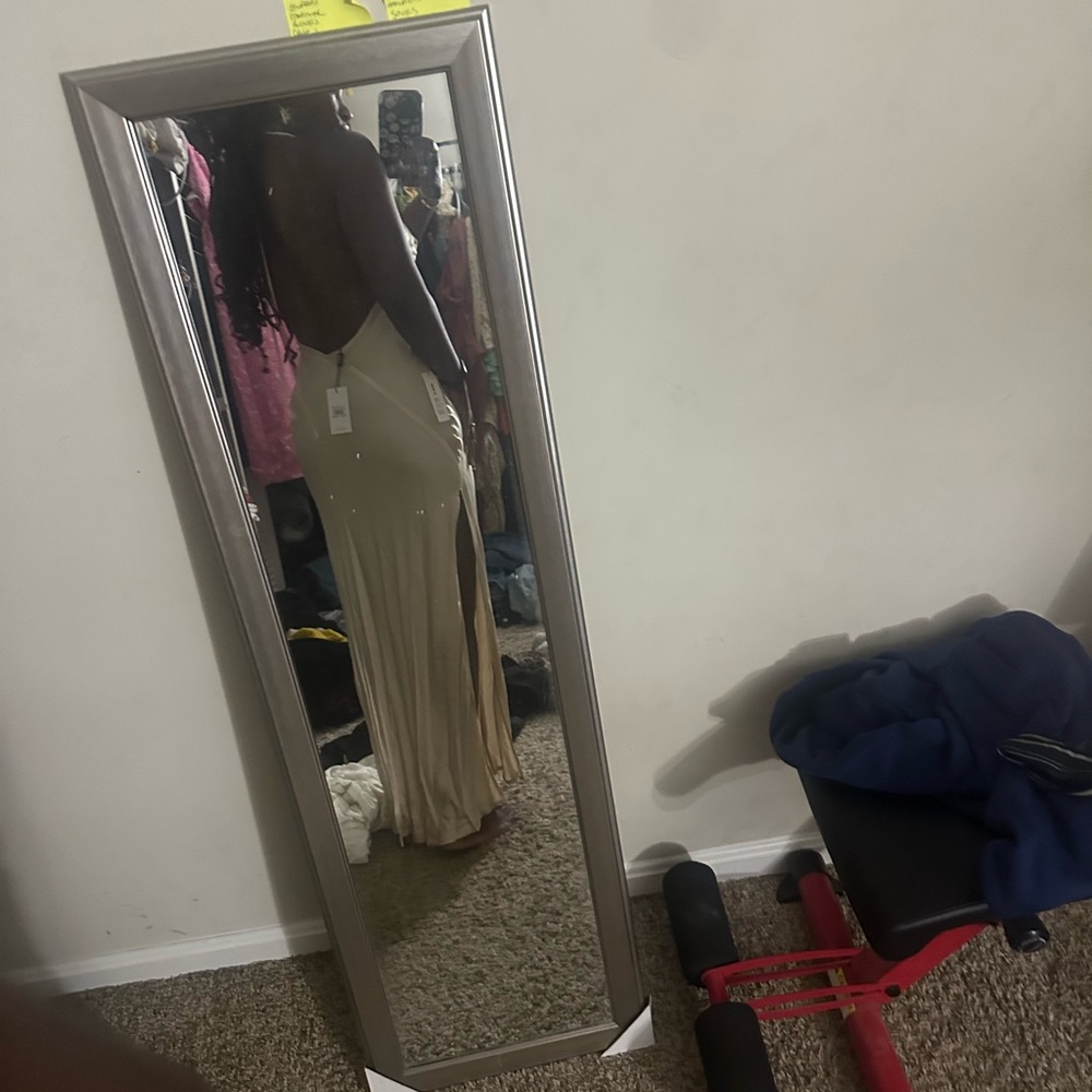 Bardot Cream Satin Dress